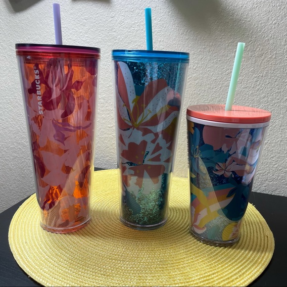 Starbucks Floral Tumblers Bundle of 3 - Picture 5 of 10
